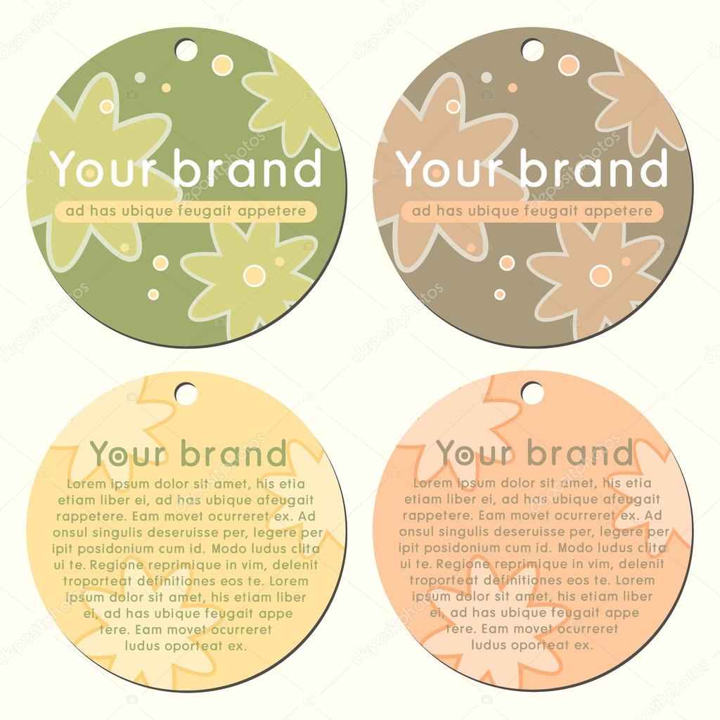 cute floral round double sided label tag designs for retail