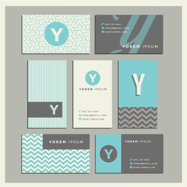 Set of coordinating business card designs with the letter y clipart