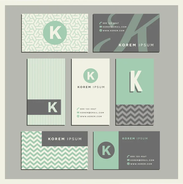 Conjunto de diseños de tarjetas de visita de coordinación con la letra k — Archivo Imágenes Vectoriales