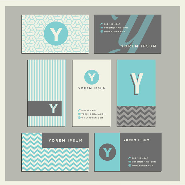 Set of coordinating business card designs with the letter y