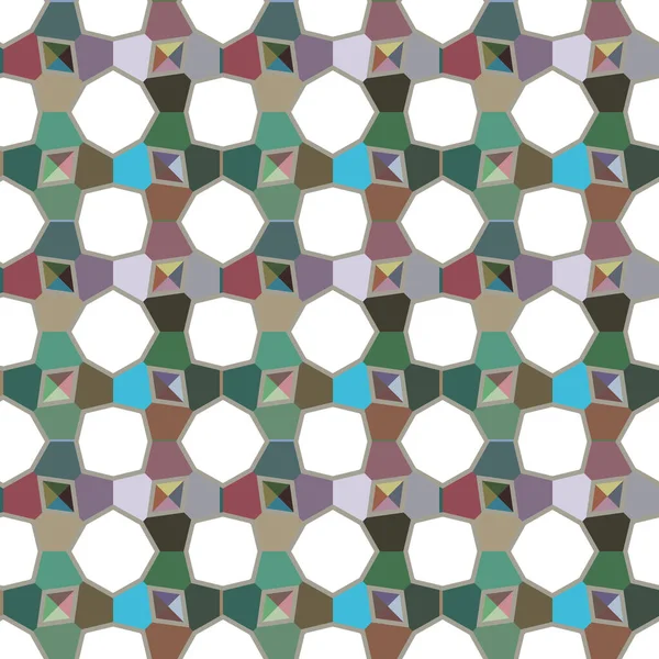 Abstracte Naadloze Patroon Vector Illustratie Met Verschillende Geometrische Vormen — Stockvector