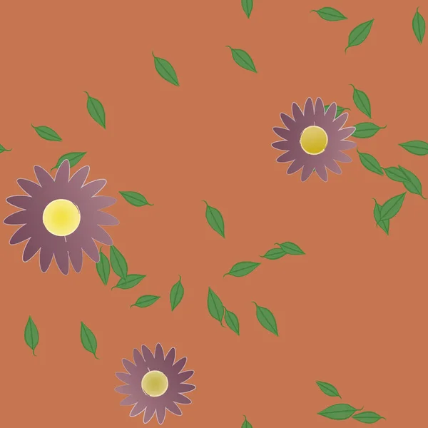 Belle Composition Avec Des Fleurs Colorées Simples Des Feuilles Vertes — Image vectorielle