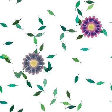 Yapraklar, çiçekler, duvar kağıtları, vektör illüstrasyonu