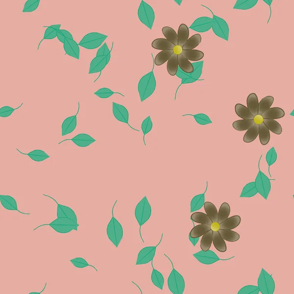 Belle Composition Avec Des Fleurs Colorées Simples Des Feuilles Vertes — Image vectorielle