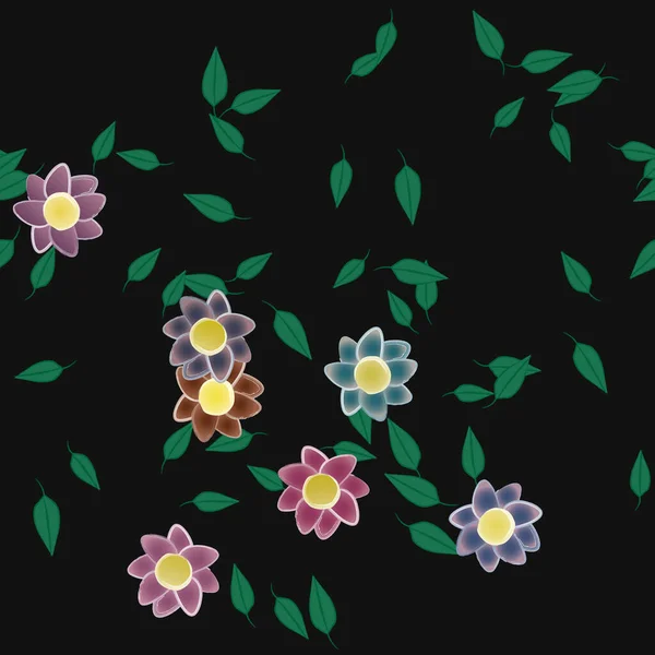 Listowie Kwiaty Kwitną Tapety Wektor Ilustracja — Wektor stockowy