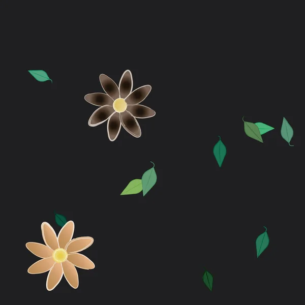 Vector Patrón Sin Costura Con Flores Hojas — Vector de stock