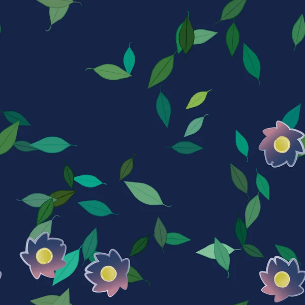 Hermosa Composición Con Flores Colores Simples Hojas Verdes Fondo Monocromo — Archivo Imágenes Vectoriales