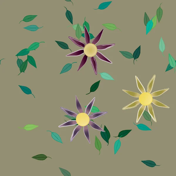 Blad Blommor Blomma Tapet Vektor Illustration — Stock vektor