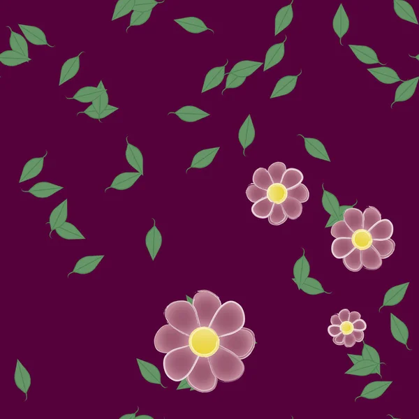 Motif Sans Couture Vectoriel Avec Des Fleurs Des Feuilles — Image vectorielle