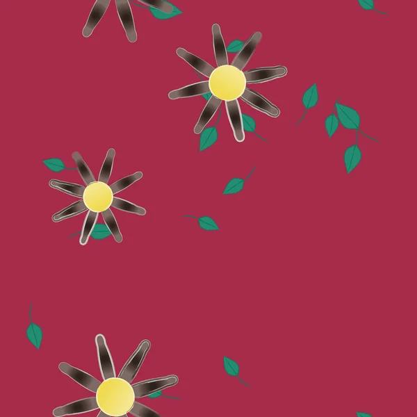 Vector Patrón Sin Costura Con Flores Hojas — Vector de stock