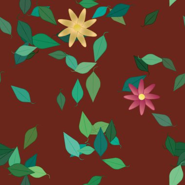 Çiçekler ve yapraklarla kusursuz bir desen.