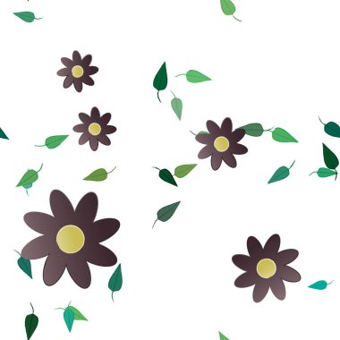 Çiçekler çiçek açar duvar kağıdı, vektör çizimi, güzel botanik arka plan