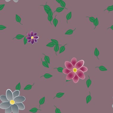 Çiçeksel botanik arka plan, çiçek vektör çizimi