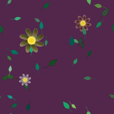 Çiçekler çiçek açar duvar kağıdı, vektör çizimi, güzel botanik arka plan