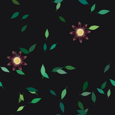 Çiçekler çiçek açar duvar kağıdı, vektör çizimi, güzel botanik arka plan