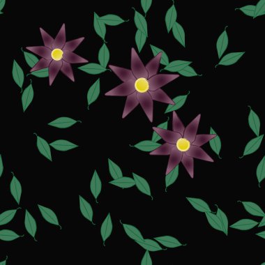 Yapraklar, çiçekler, duvar kağıtları, vektör illüstrasyonu