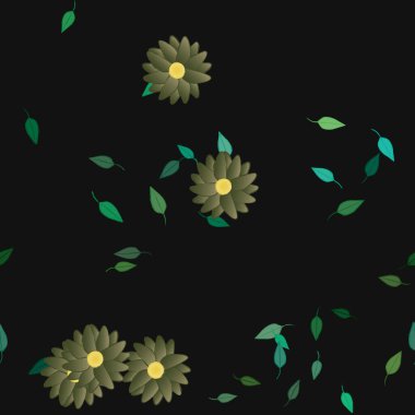 Çiçekler ve yapraklarla kusursuz bir desen.