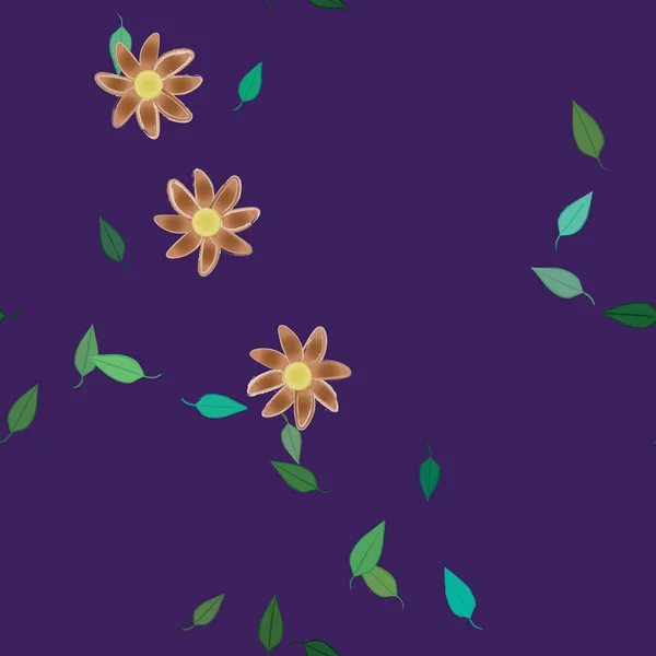 Motif Sans Couture Vectoriel Avec Des Fleurs Des Feuilles — Image vectorielle