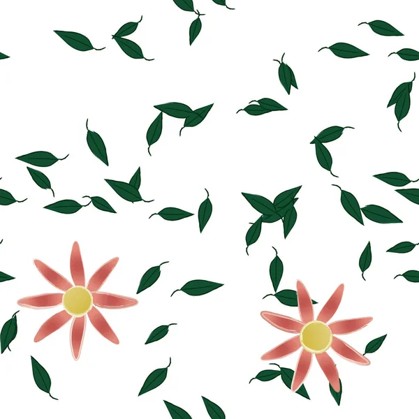 Листва Цветы Цветут Обои Векторные Иллюстрации — стоковый вектор