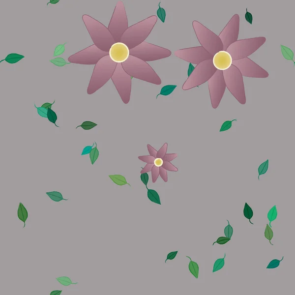 Belle Composition Avec Des Fleurs Colorées Simples Des Feuilles Vertes — Image vectorielle