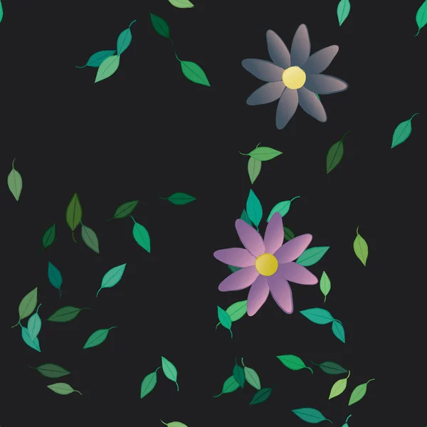 Follaje Flores Flores Florecen Fondo Pantalla Vector Ilustración — Vector de stock