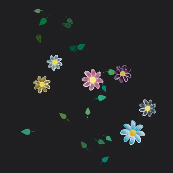 Laub Blumen Blühen Tapete Vektorillustration — Stockvektor