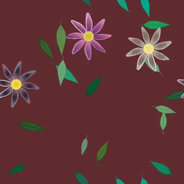 Flores Florecen Fondo Pantalla Vector Ilustración Hermoso Fondo Botánico — Archivo Imágenes Vectoriales