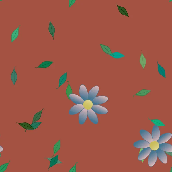 Krásná Kompozice Jednoduchými Barevnými Květy Zelenými Listy Monochromatickém Pozadí Vektorová — Stockový vektor