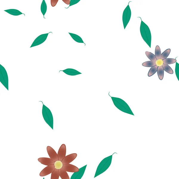 Follaje Fondo Botánico Flores Vector Ilustración — Archivo Imágenes Vectoriales