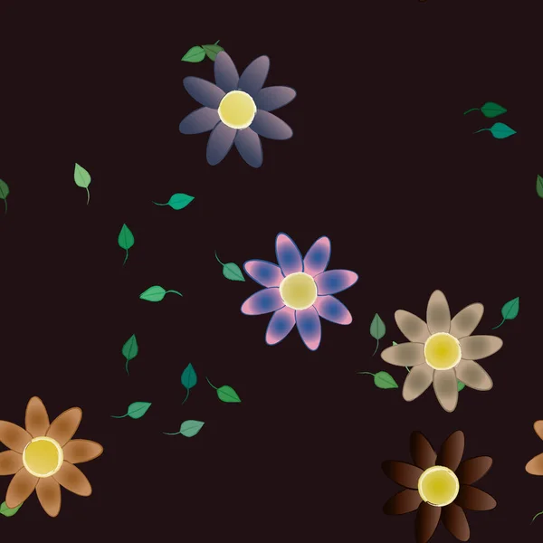 Blomma Blad Blommor Blomma Tapet Vektor Illustration — Stock vektor