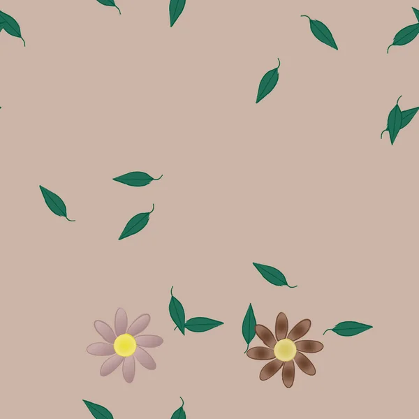 Belle Composition Avec Des Fleurs Colorées Simples Des Feuilles Vertes — Image vectorielle