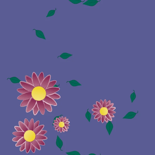 Belle Composition Avec Des Fleurs Colorées Simples Des Feuilles Vertes — Image vectorielle