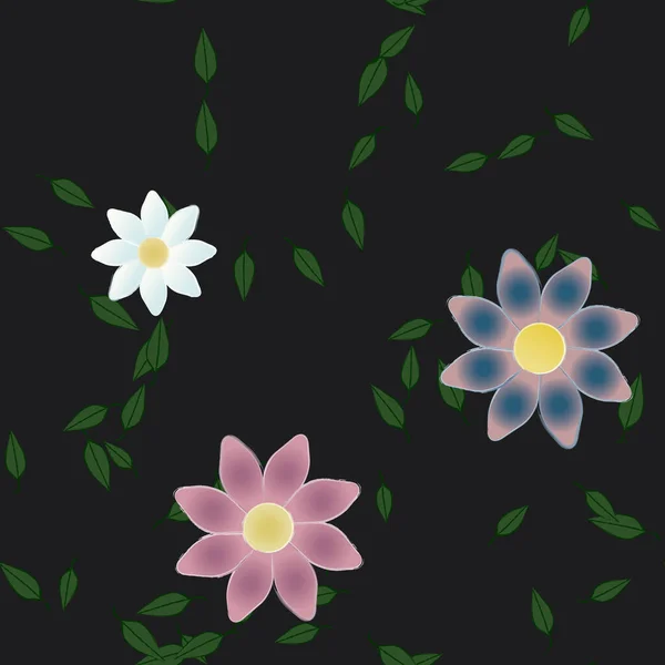 Vector Naadloos Patroon Met Bloemen Bladeren — Stockvector