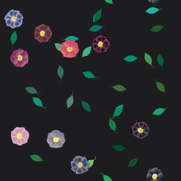 Follaje Flores Flores Florecen Fondo Pantalla Vector Ilustración — Vector de stock