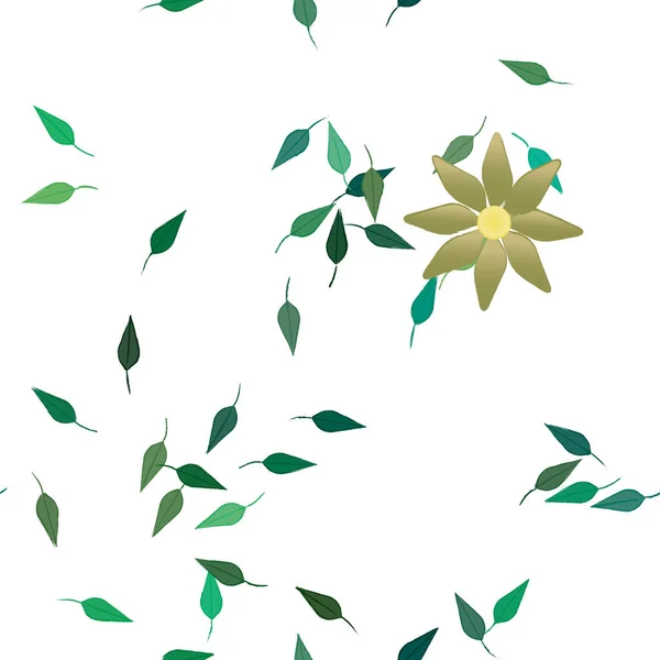 Follaje Flores Flores Florecen Fondo Pantalla Vector Ilustración — Vector de stock