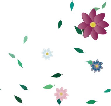 Kusursuz çiçekler çiçek açar duvar kağıdı, vektör çizimi, güzel botanik arka plan