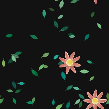 Çiçekler ve yapraklarla kusursuz bir desen.