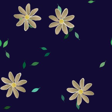 güzel botanik arka plan, çiçek vektör illüstrasyonu