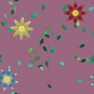 Çiçek yaprakları, çiçekler duvar kağıtları, vektör illüstrasyonları.