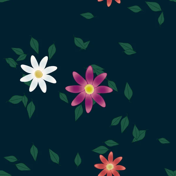 Follaje Flores Flores Florecen Fondo Pantalla Vector Ilustración — Archivo Imágenes Vectoriales