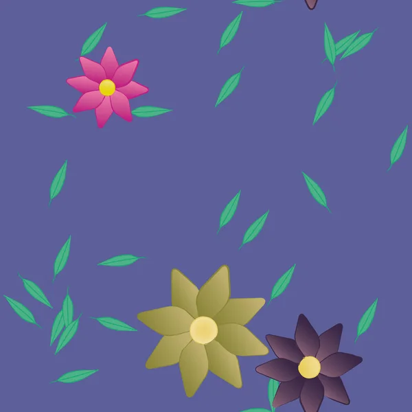 Belle Composition Avec Des Fleurs Colorées Simples Des Feuilles Vertes — Image vectorielle