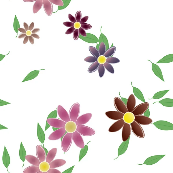 Vector Naadloos Patroon Met Bloemen Bladeren — Stockvector