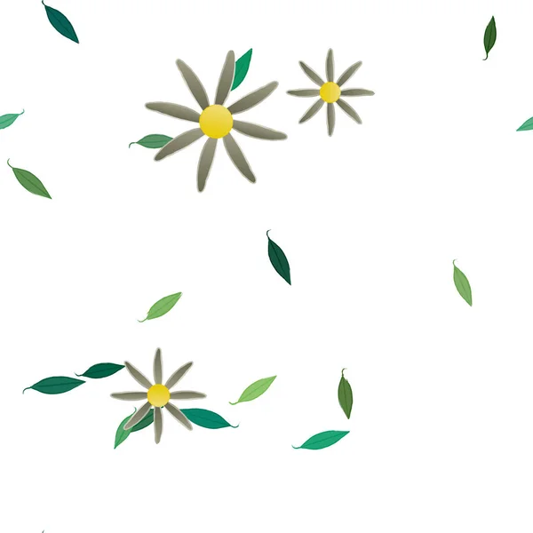 Vector Seamless Pattern Flowers Leaves — Stock Vector