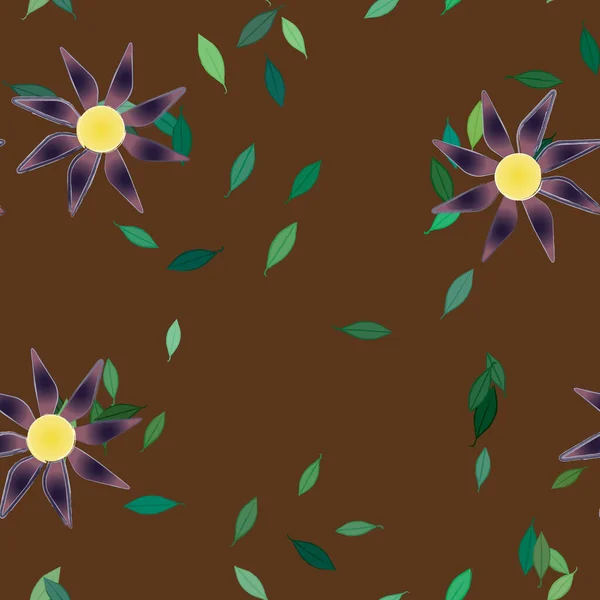 Motif Sans Couture Vectoriel Avec Des Fleurs Des Feuilles — Image vectorielle