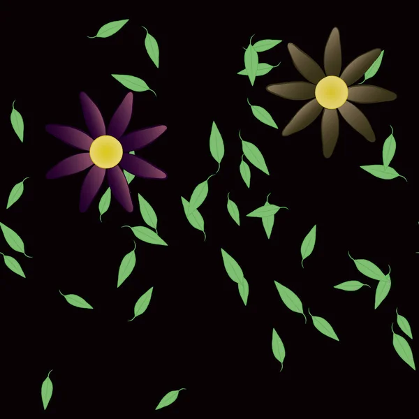 Follaje Flores Florecen Fondo Pantalla Vector Ilustración — Archivo Imágenes Vectoriales