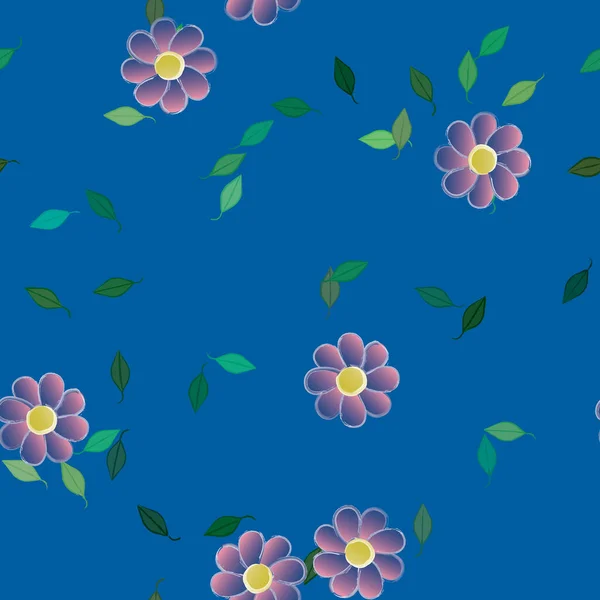 Motif Sans Couture Vectoriel Avec Des Fleurs Des Feuilles — Image vectorielle