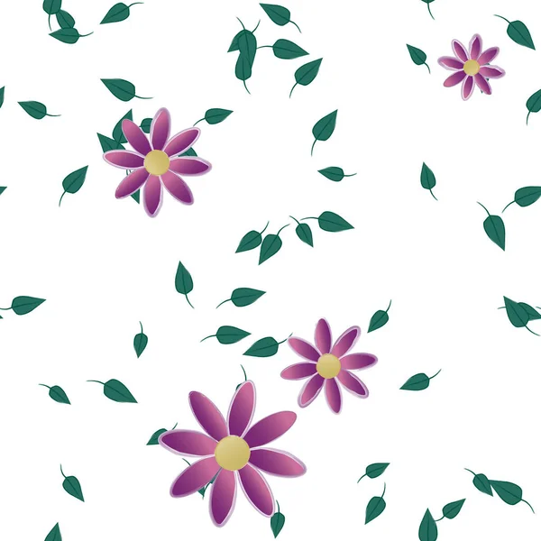 Motif Sans Couture Vectoriel Avec Des Fleurs Des Feuilles — Image vectorielle