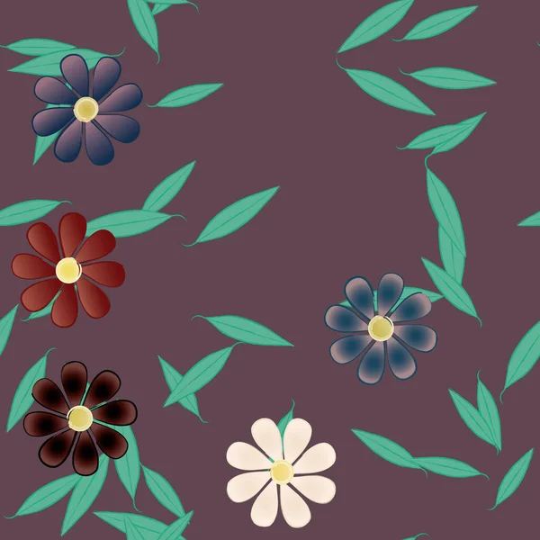 Motif Sans Couture Vectoriel Avec Des Fleurs Des Feuilles — Image vectorielle