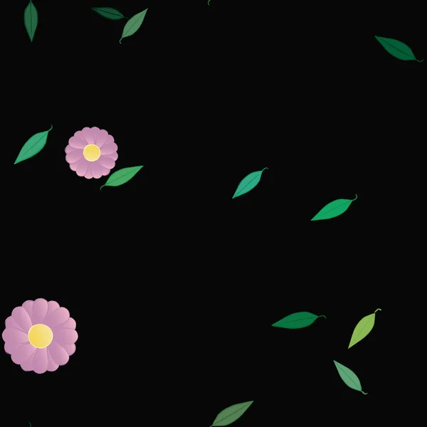 Motif Sans Couture Vectoriel Avec Des Fleurs Des Feuilles — Image vectorielle