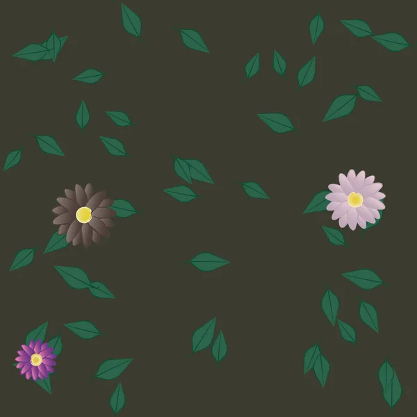 Листя Квіти Розквітають Шпалери Векторні Ілюстрації — стоковий вектор